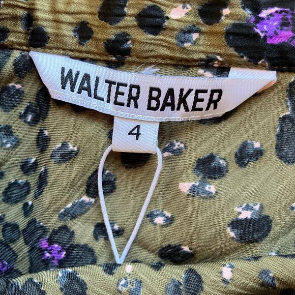 NWT Walter Baker Midi Pencil Slip Skirt Olive Leopard Size 4 - Picture 7 of 8